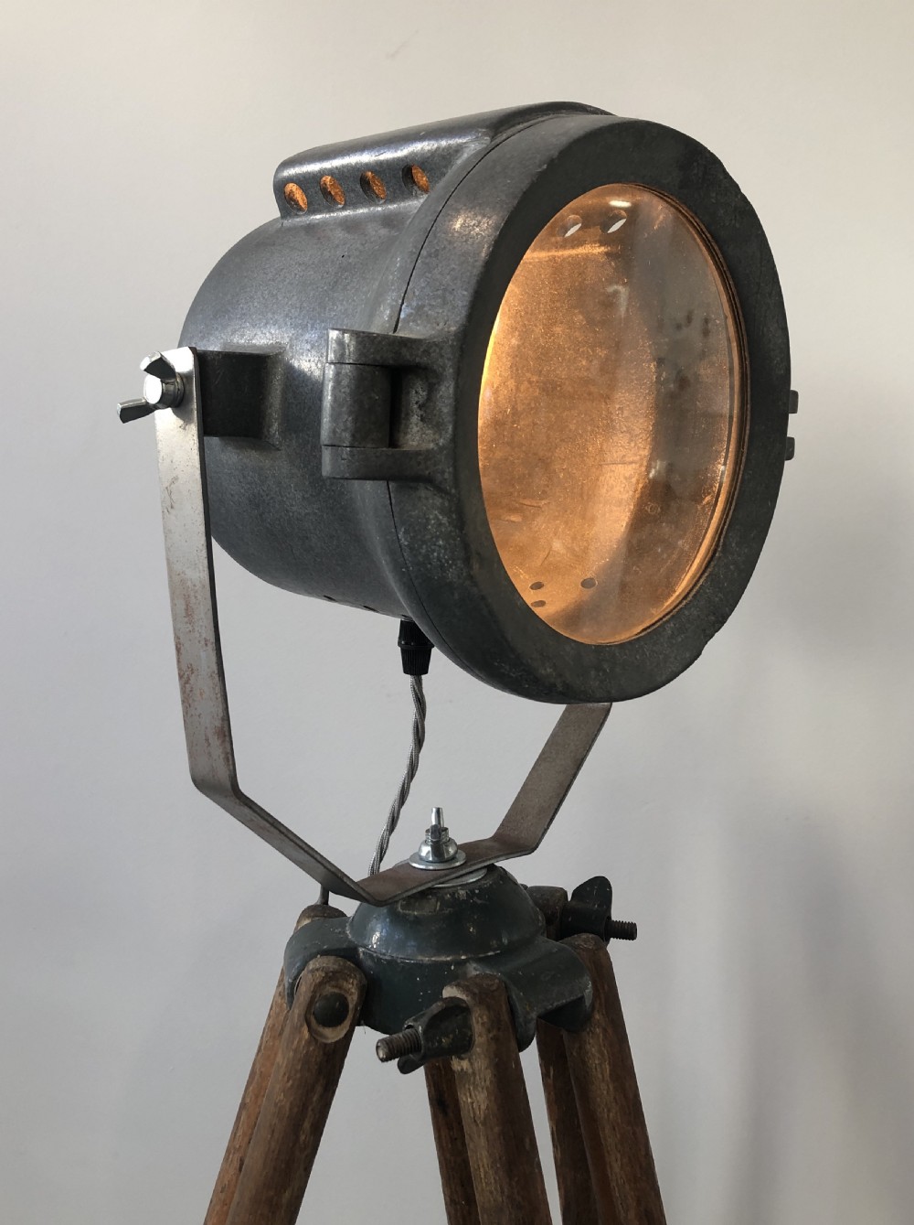 WWI Industrial Lorry Lamp Mounted to a Tripod View IV