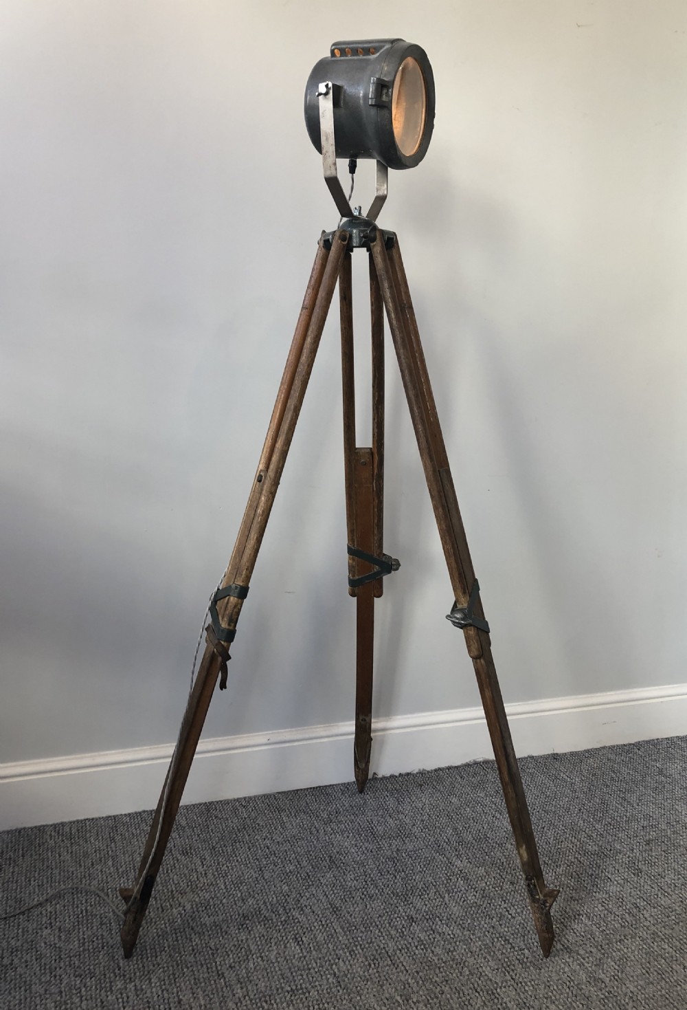 WWI Industrial Lorry Lamp Mounted to a Tripod View VI