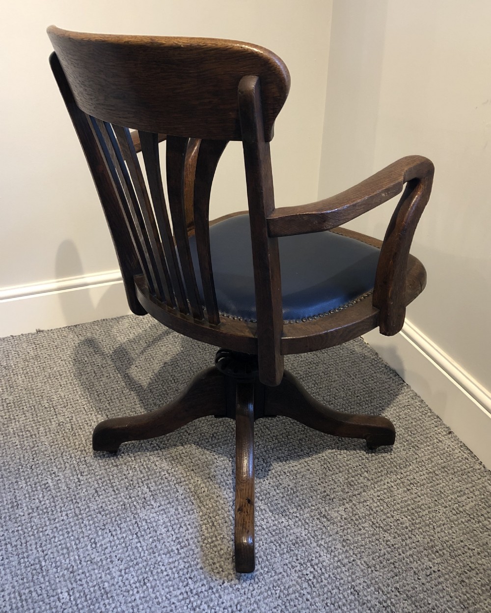 Antique Edwardian Oak Swivel Desk Chair View IV