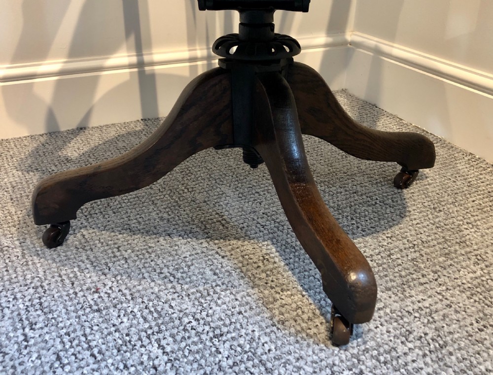 Antique Edwardian Oak Swivel Desk Chair View VIII