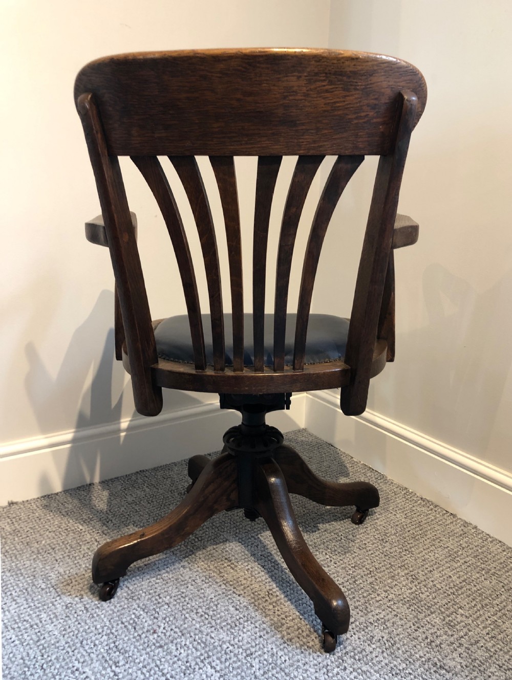 Antique Edwardian Oak Swivel Desk Chair View X