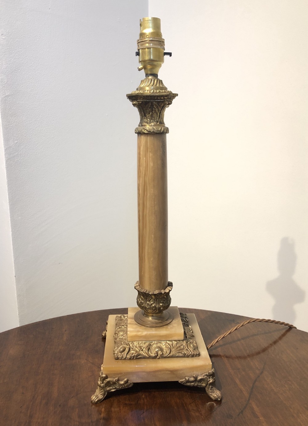 Antique Marble Corinthian Column Table Lamp View II