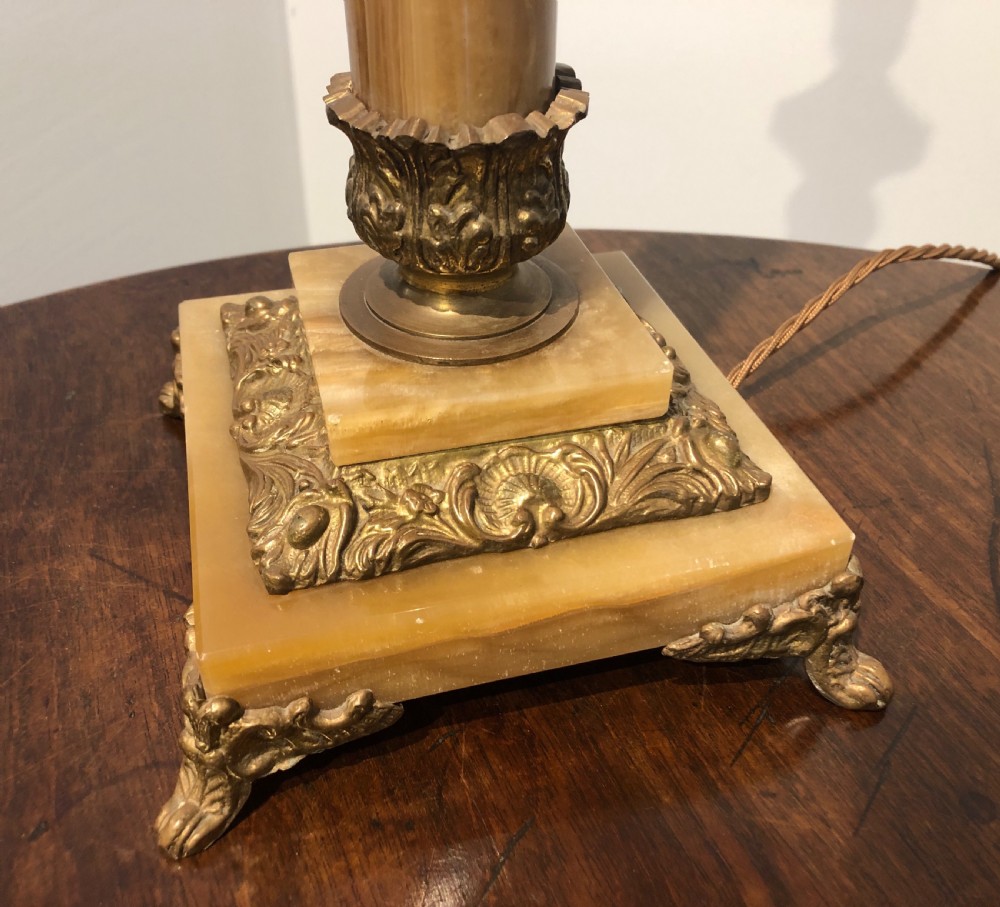 Antique Marble Corinthian Column Table Lamp View III