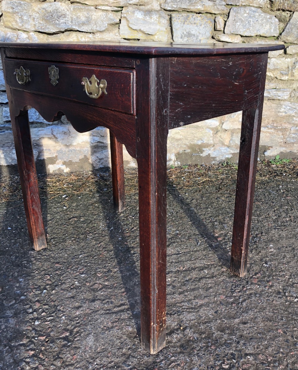 Small Antique 18th Century Oak Side Table View XIII
