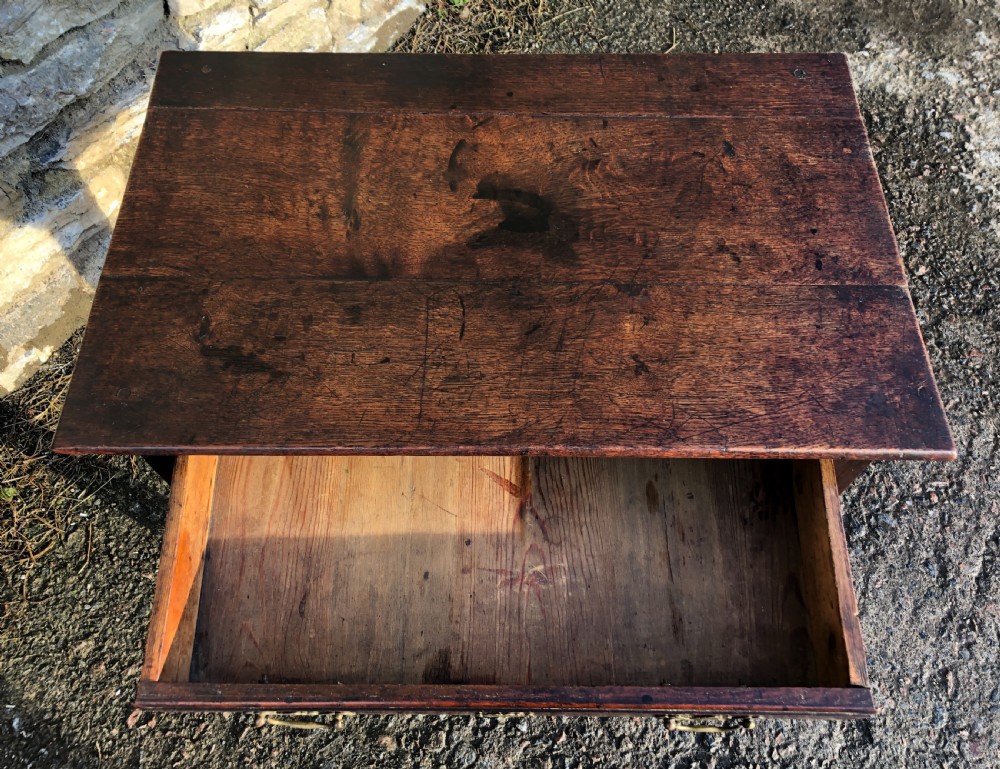 Small Antique 18th Century Oak Side Table View XV