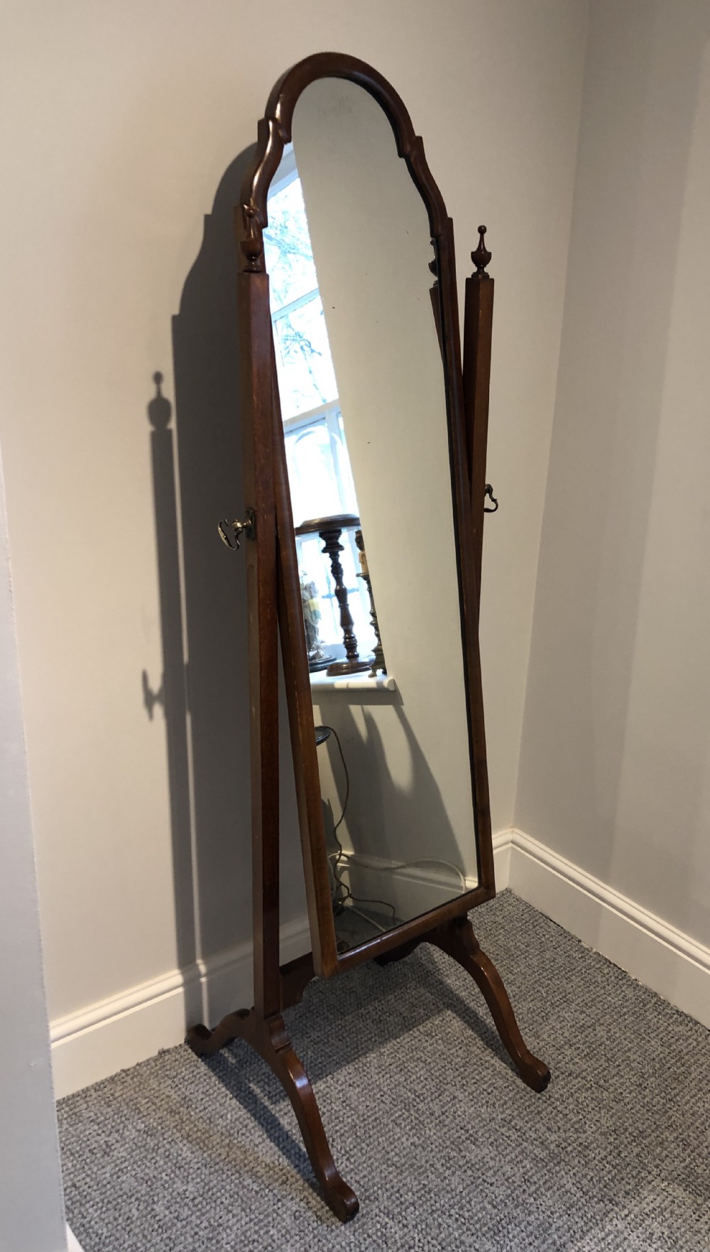 Edwardian Walnut Framed Cheval Mirror