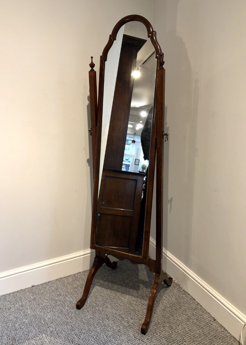 Edwardian Walnut Framed Cheval Mirror View II