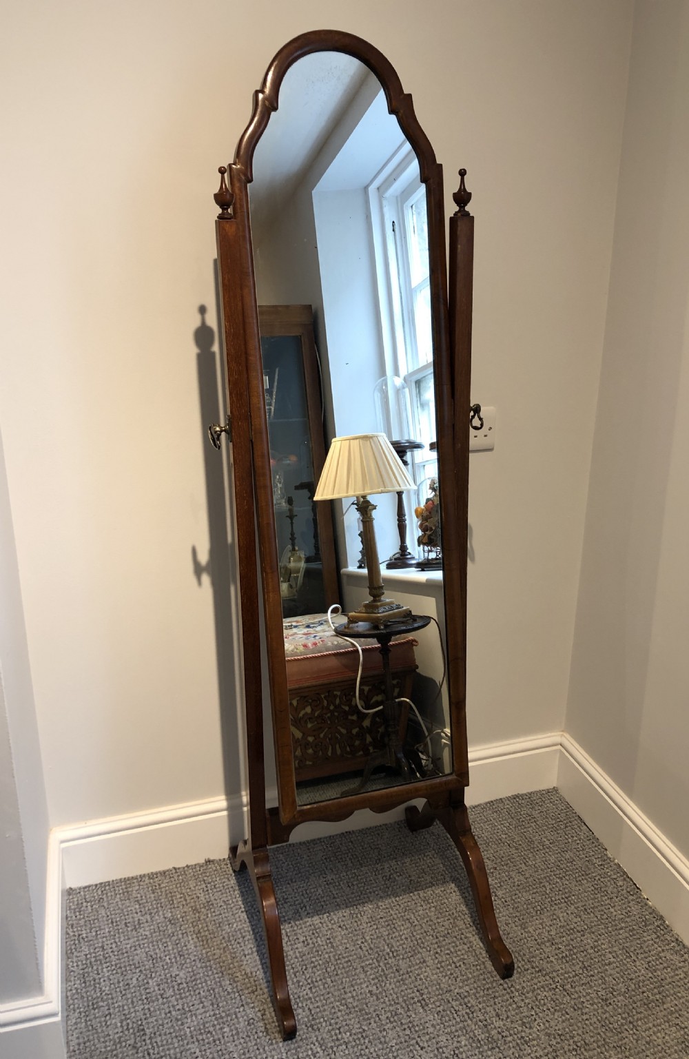 Edwardian Walnut Framed Cheval Mirror View V