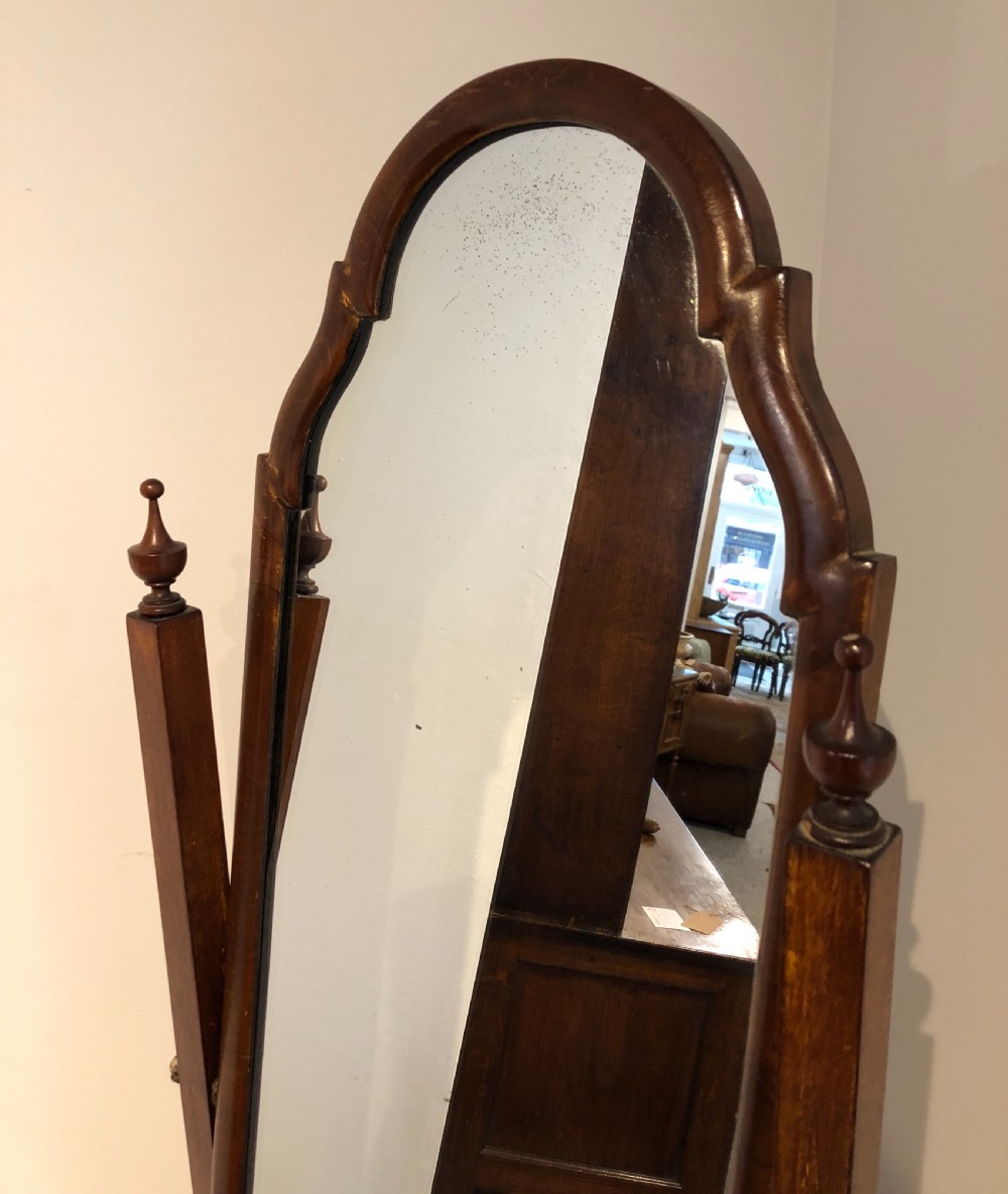 Edwardian Walnut Framed Cheval Mirror View VI
