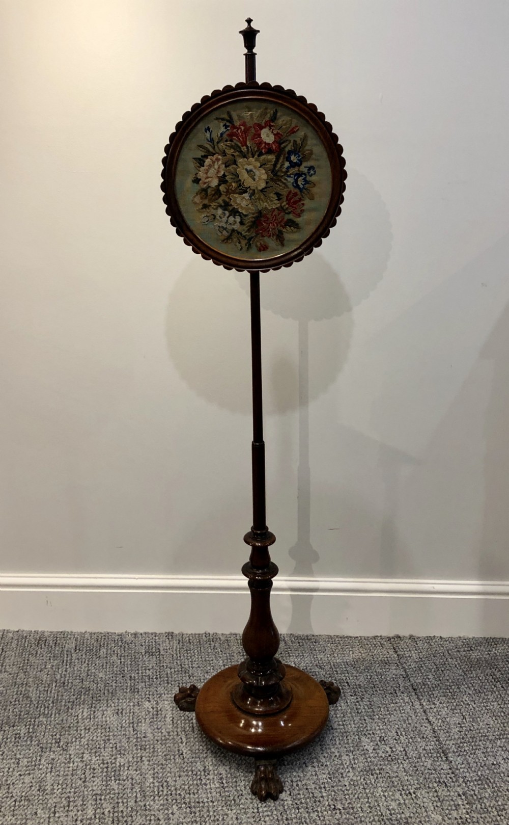 Antique Regency Rosewood Pole Fire Screen 