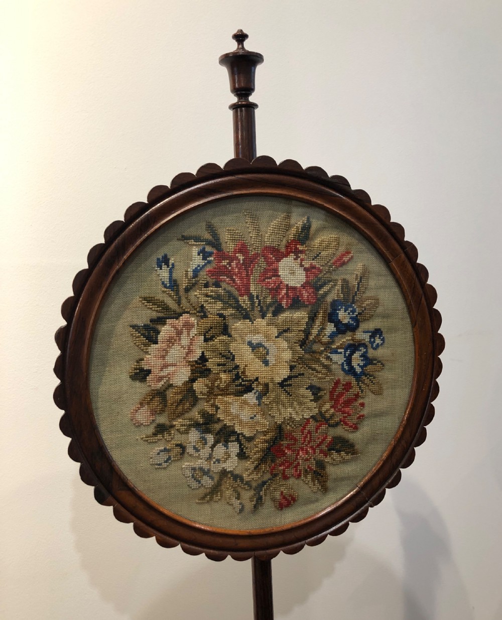 Antique Regency Rosewood Pole Fire Screen  View II