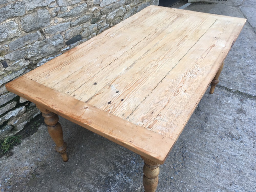 Large Victorian Pine Farmhouse Table View IV