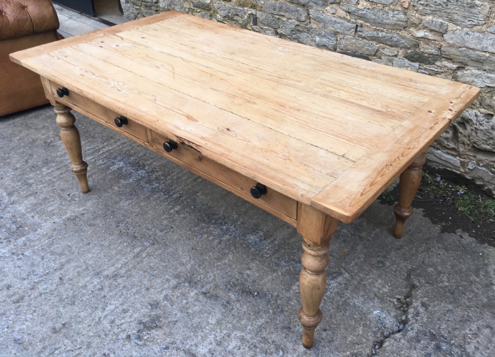 Large Victorian Pine Farmhouse Table View V