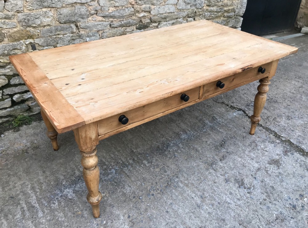 Large Victorian Pine Farmhouse Table View VII