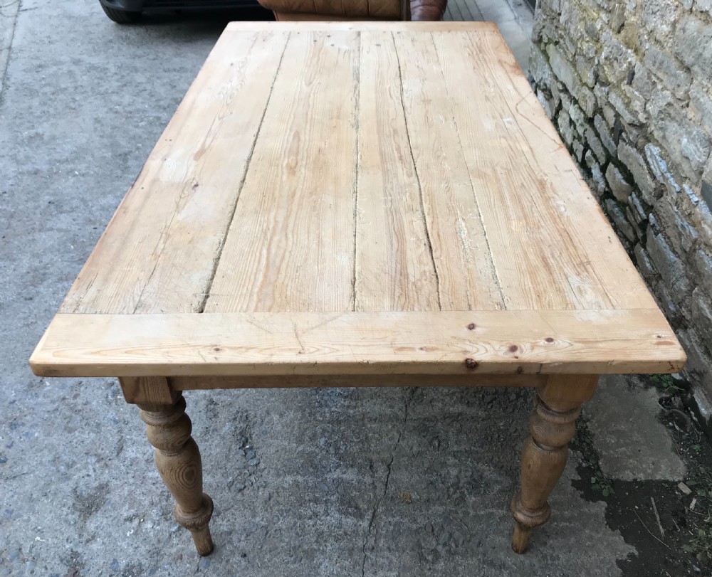 Large Victorian Pine Farmhouse Table View VIII