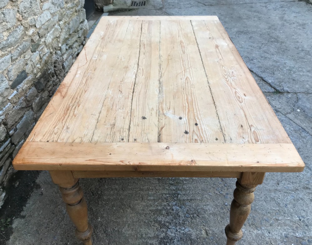 Large Victorian Pine Farmhouse Table View IX