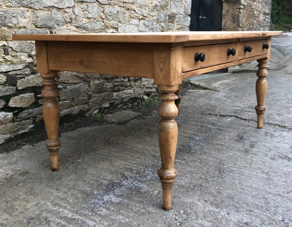 Large Victorian Pine Farmhouse Table View X