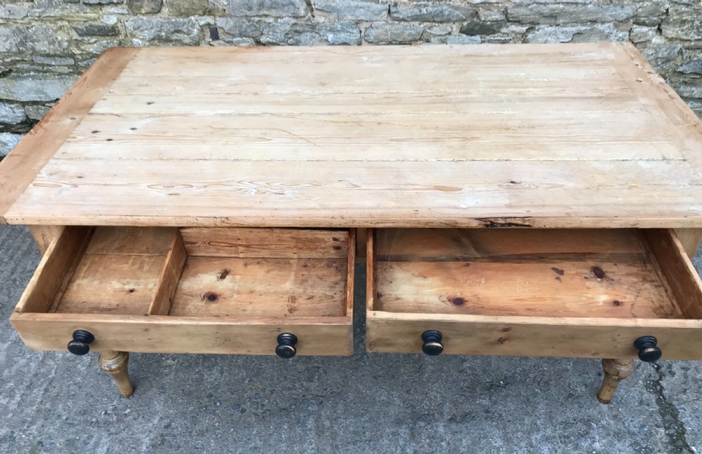 Large Victorian Pine Farmhouse Table View XII
