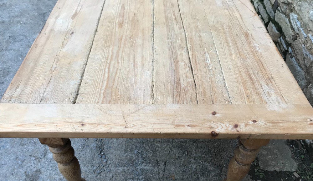 Large Victorian Pine Farmhouse Table View XIII