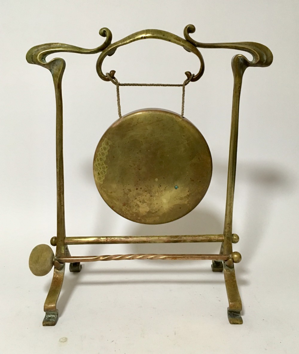 Antique Brass Art Nouveau Table Dinner Gong 