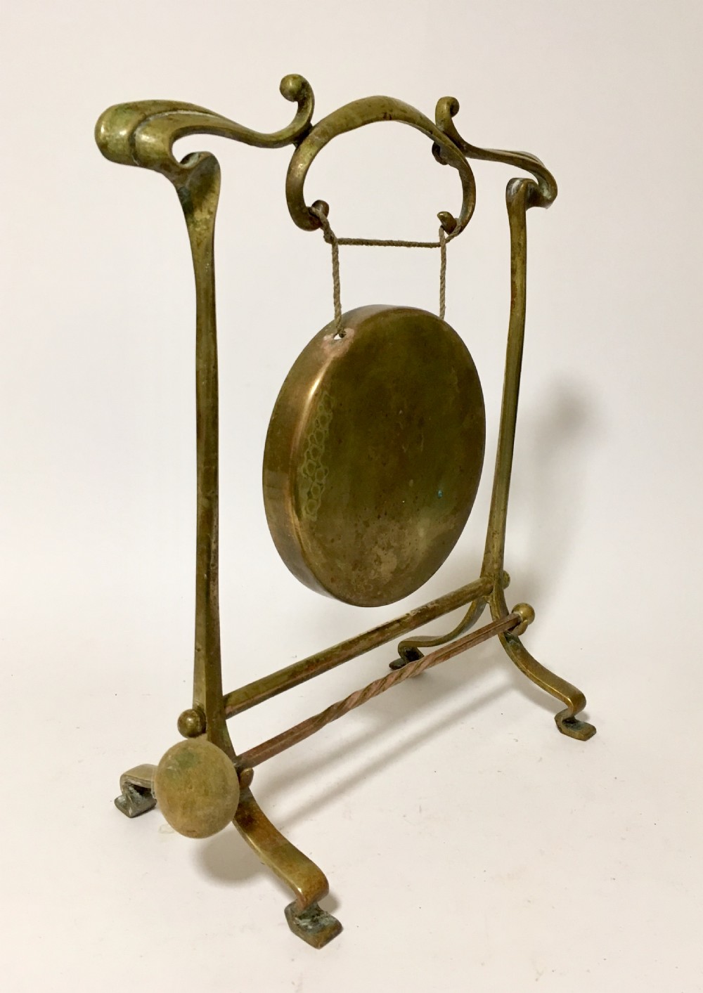 Antique Brass Art Nouveau Table Dinner Gong  View II