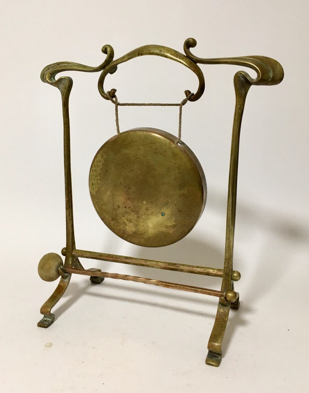 Antique Brass Art Nouveau Table Dinner Gong  View III