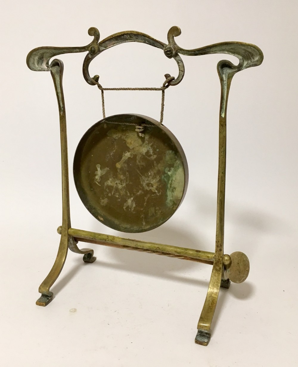 Antique Brass Art Nouveau Table Dinner Gong  View IV