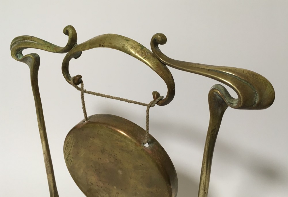 Antique Brass Art Nouveau Table Dinner Gong  View V