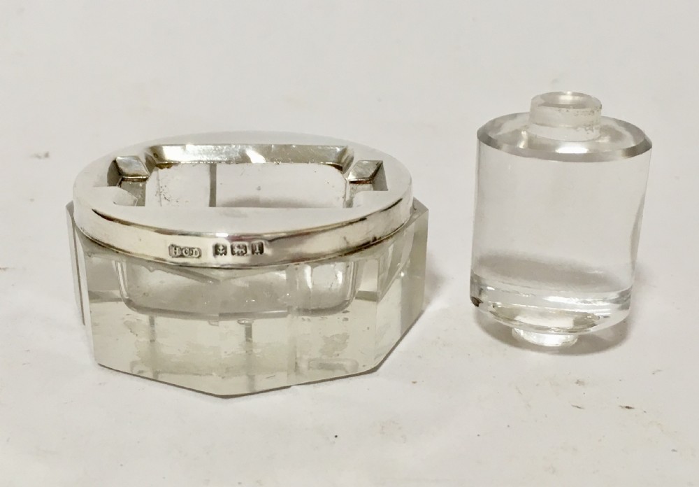 Antique Sterling Silver and Glass Stamp Wetter Roller  View VII