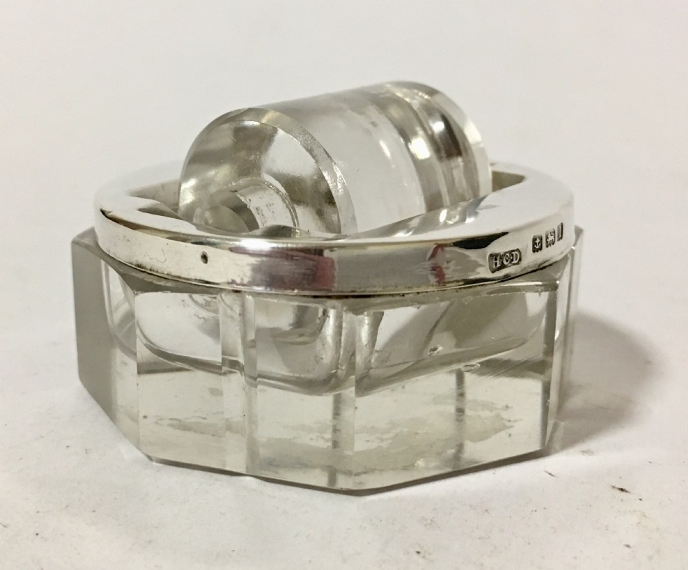 Antique Sterling Silver and Glass Stamp Wetter Roller  View VIII