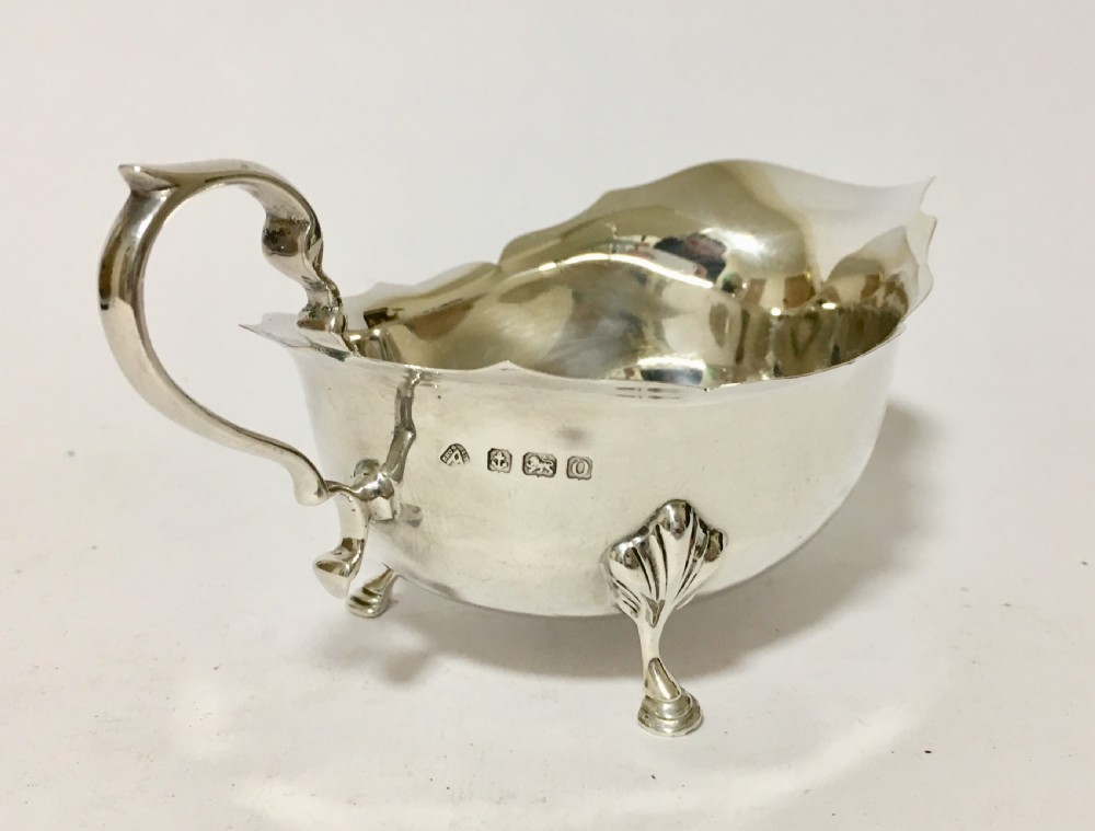 Antique Solid Sterling Silver Sauce Boat View III