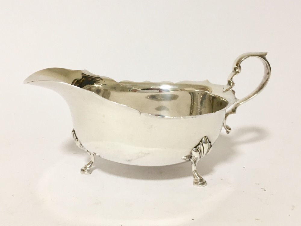 Antique Solid Sterling Silver Sauce Boat View V