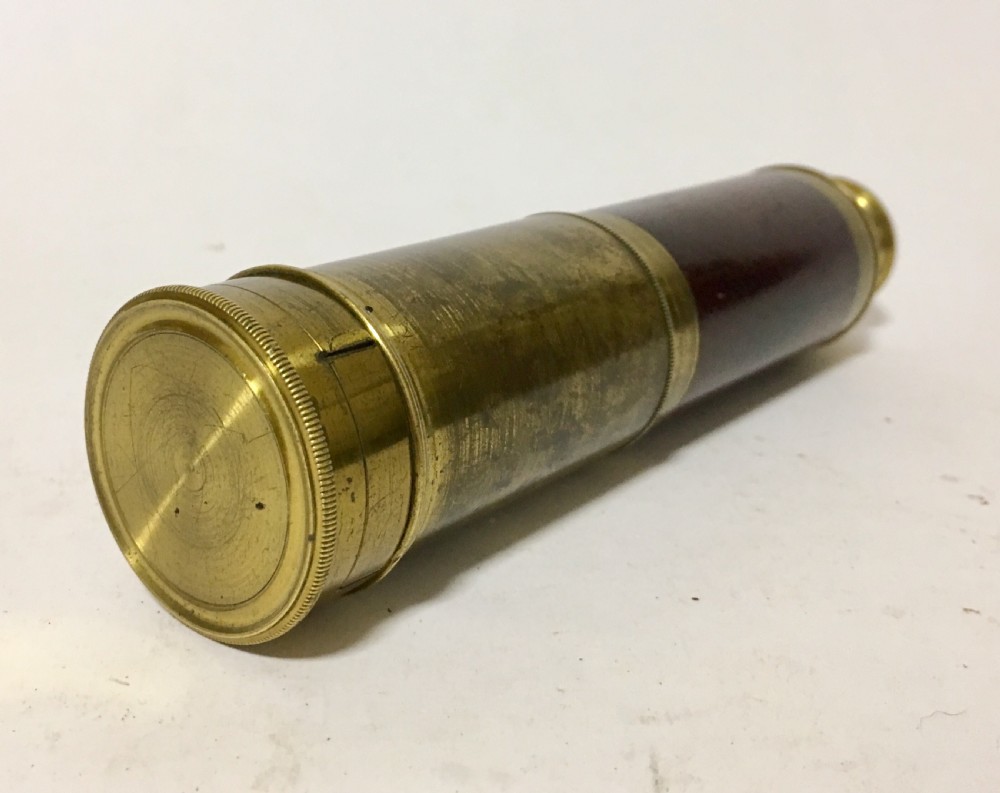 Small Antique Brass and Mahogany Three Draw Telescope View II