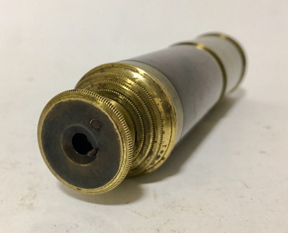 Small Antique Brass and Mahogany Three Draw Telescope View V