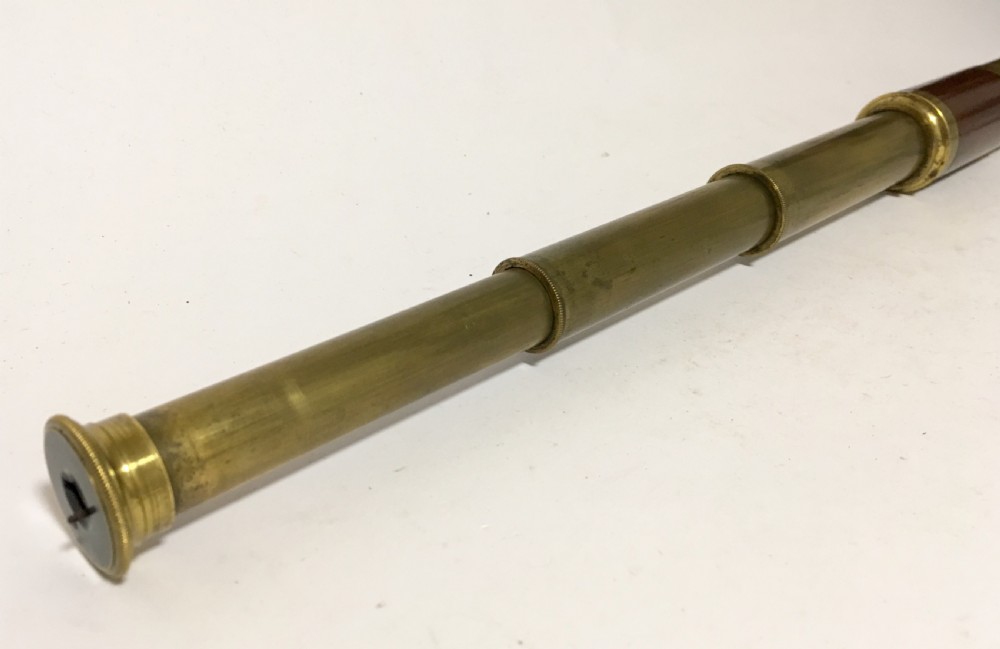Small Antique Brass and Mahogany Three Draw Telescope View VIII