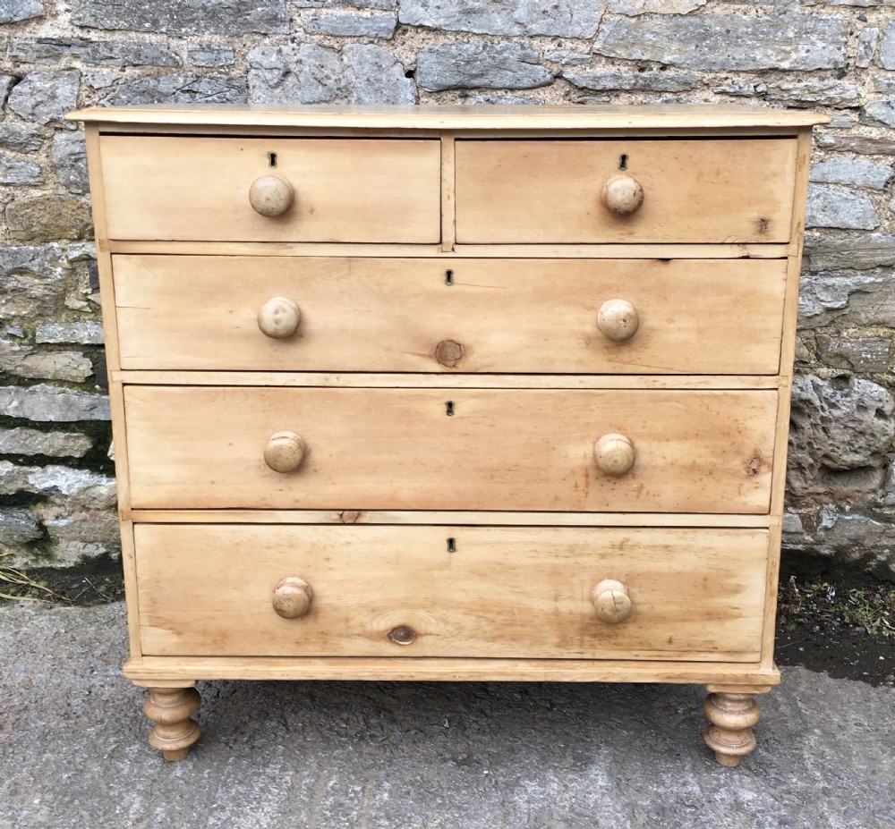 Large Antique Victorian Stripped Pine Chest of Drawers View II