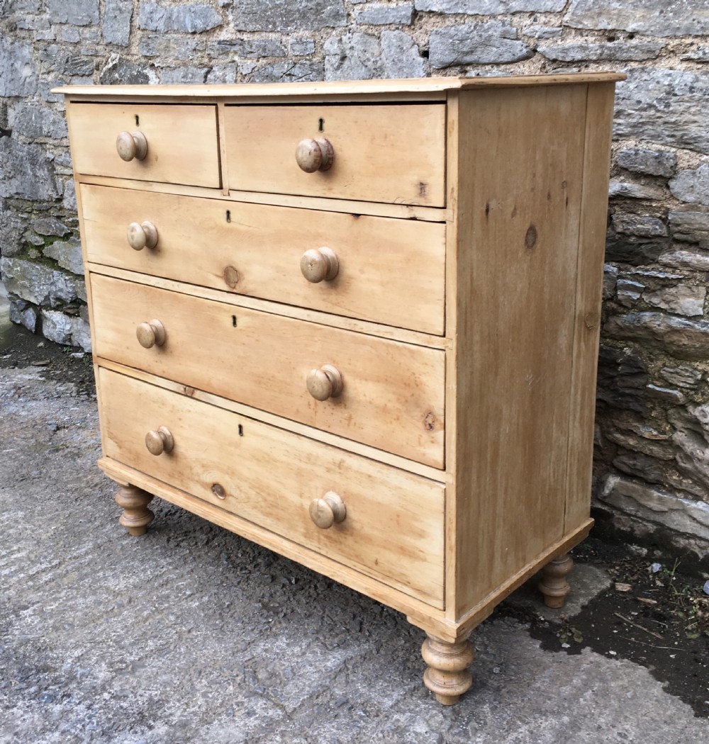 Large Antique Victorian Stripped Pine Chest of Drawers View III