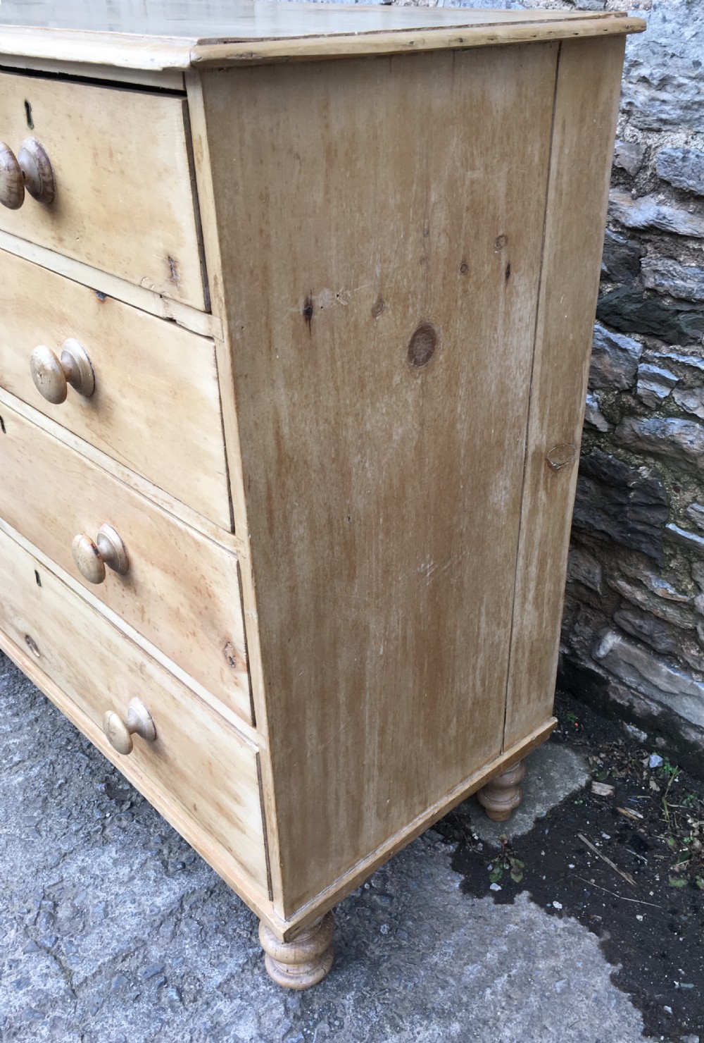 Large Antique Victorian Stripped Pine Chest of Drawers View XII