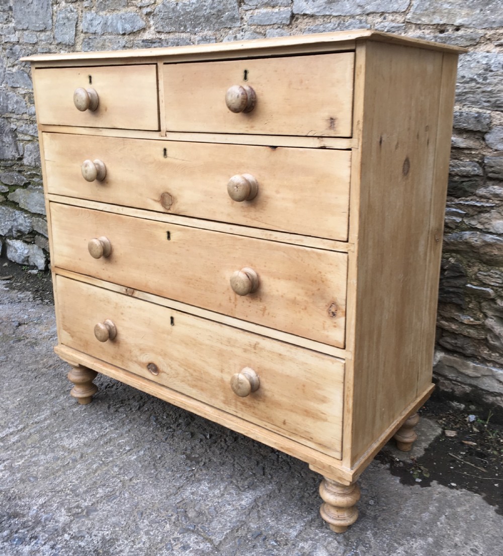 Large Antique Victorian Stripped Pine Chest of Drawers View XIII