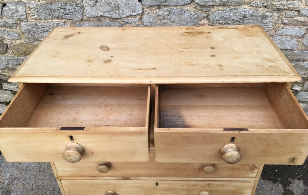 Large Antique Victorian Stripped Pine Chest of Drawers View XV