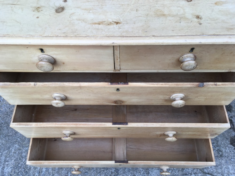 Large Antique Victorian Stripped Pine Chest of Drawers View XVI