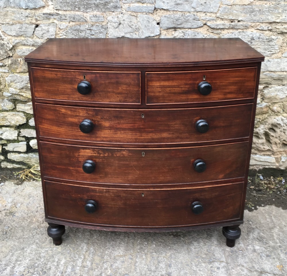 Antique Mahogany Bow Front Chest of Drawers