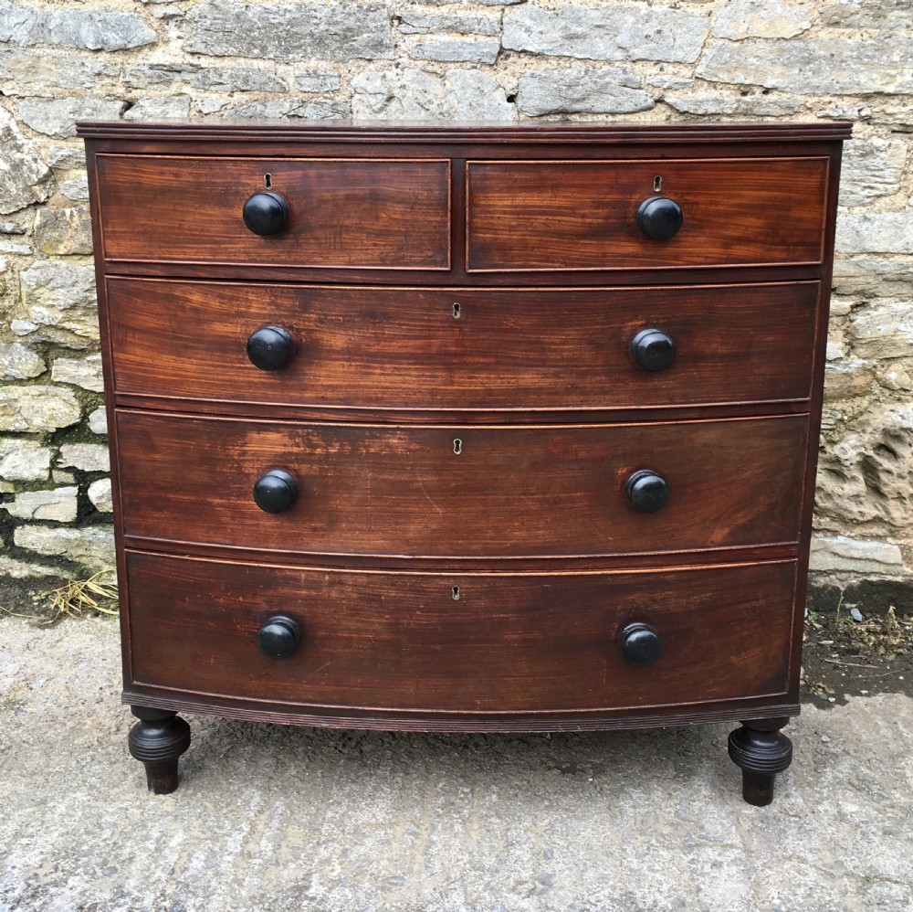 Antique Mahogany Bow Front Chest of Drawers View II