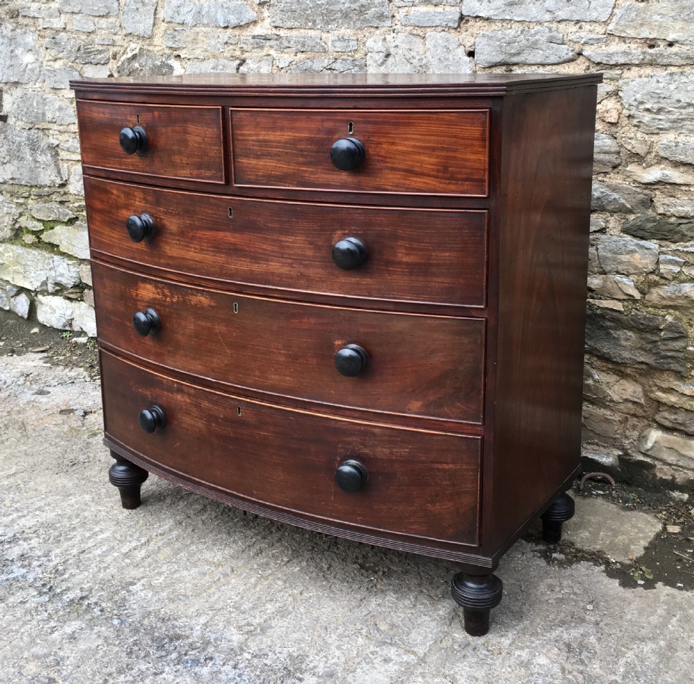 Antique Mahogany Bow Front Chest of Drawers View III