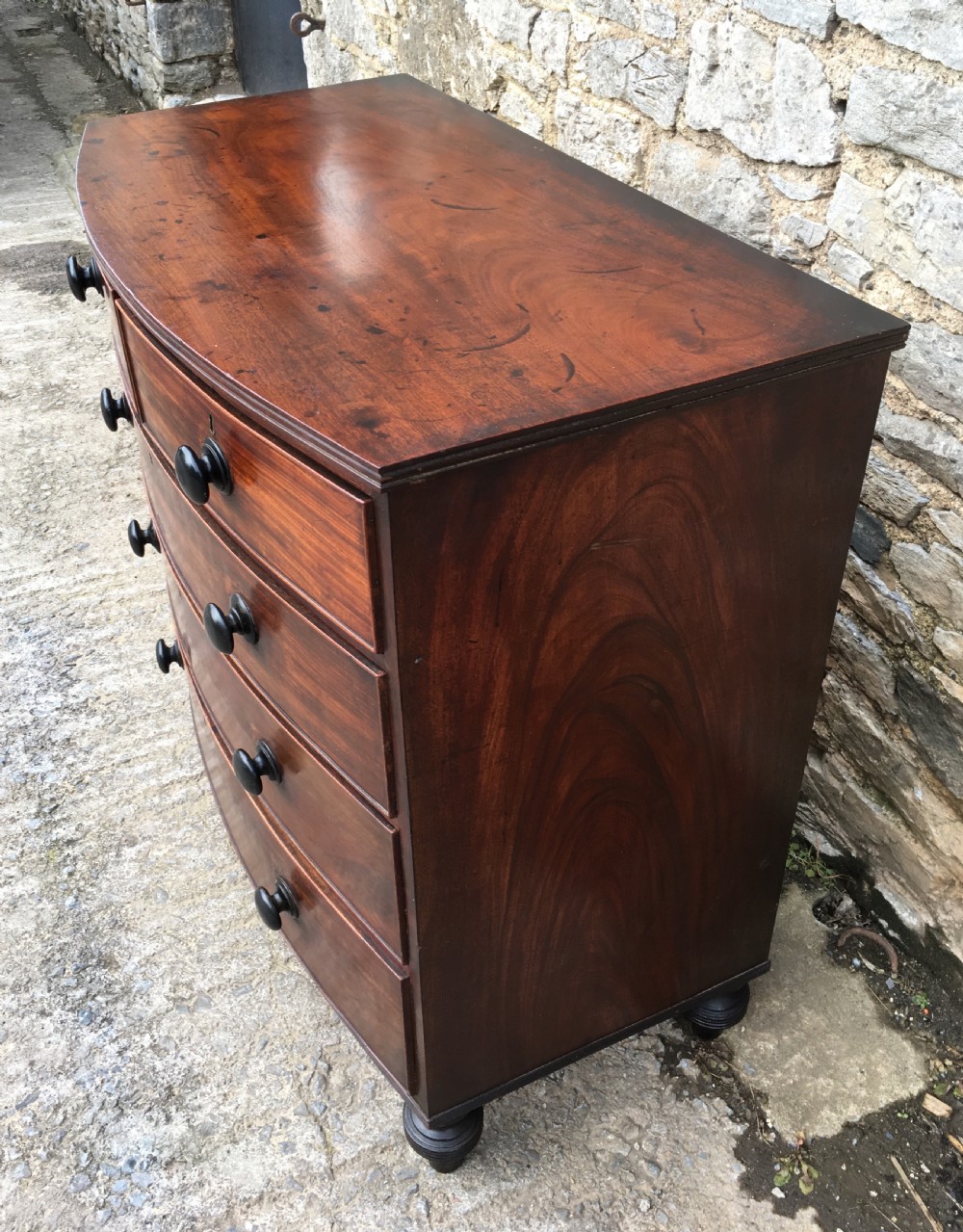 Antique Mahogany Bow Front Chest of Drawers View VI