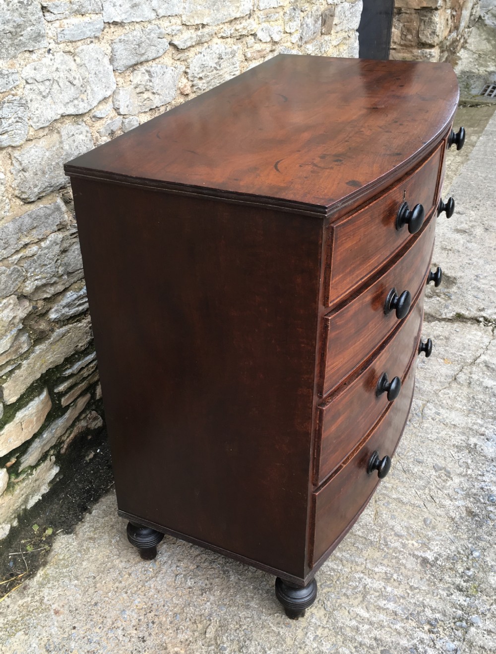 Antique Mahogany Bow Front Chest of Drawers View VII