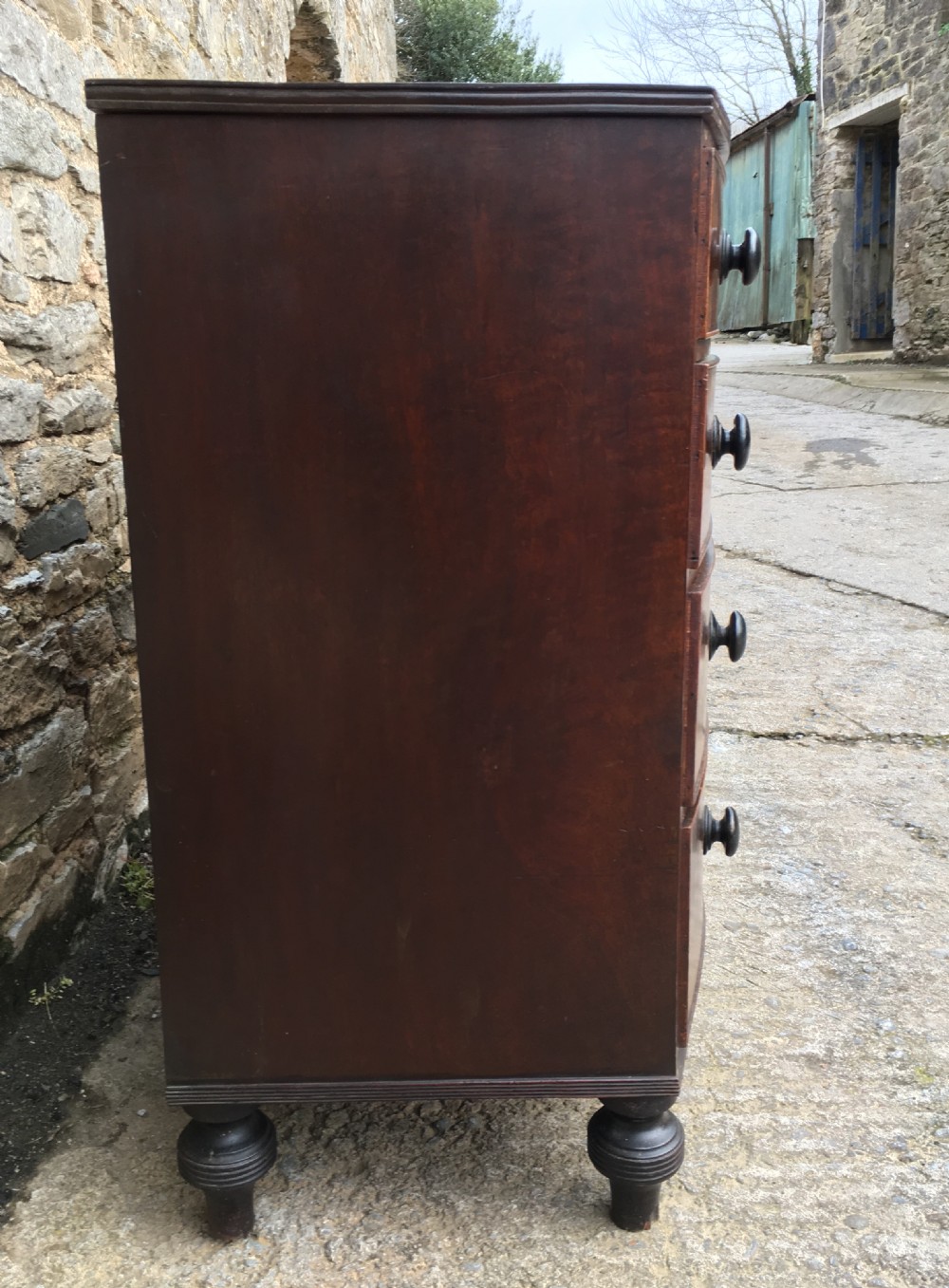 Antique Mahogany Bow Front Chest of Drawers View IX