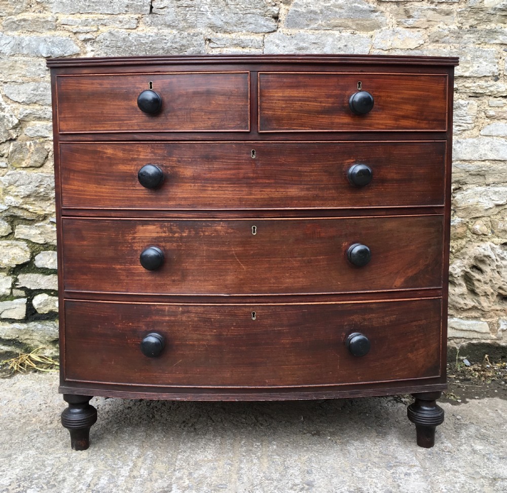 Antique Mahogany Bow Front Chest of Drawers View X