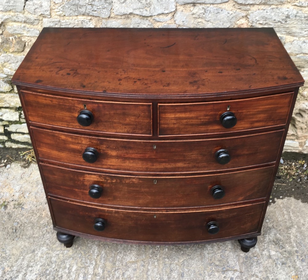 Antique Mahogany Bow Front Chest of Drawers View XI