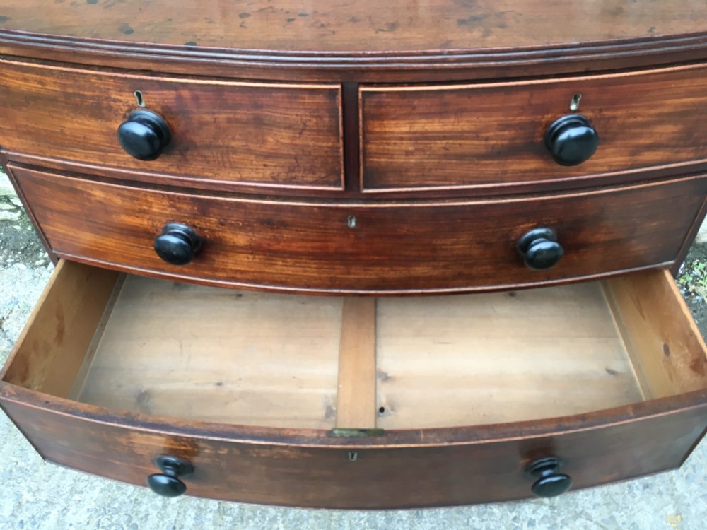 Antique Mahogany Bow Front Chest of Drawers View XII